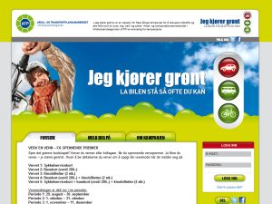 bilde av en nettside av en kampanje for å bruke bilen mindre. Det står: Jeg kjører grønt. La bilen stå så ofte du kan