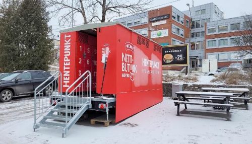Bildet viser et mobilt hentepunkt levert av StrongPoint, for Meny