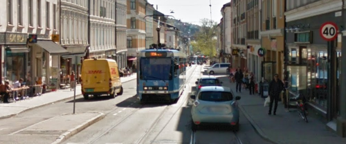 foto av Thorvald Meyersgate (Oslo), før den ble oppgradert til en kollektivgate.